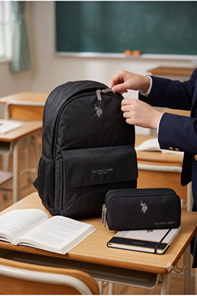 U.S. Polo Assn. Unisex Okul Sırt Çantası Seyahat Günlük Çanta Kalemlik 2'li S...