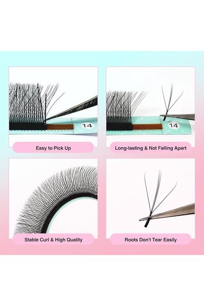 VAVALASH Y Lash Extensions C Curl 0.07mm 15mm Tray Easy Premade Volume 2D Fan...