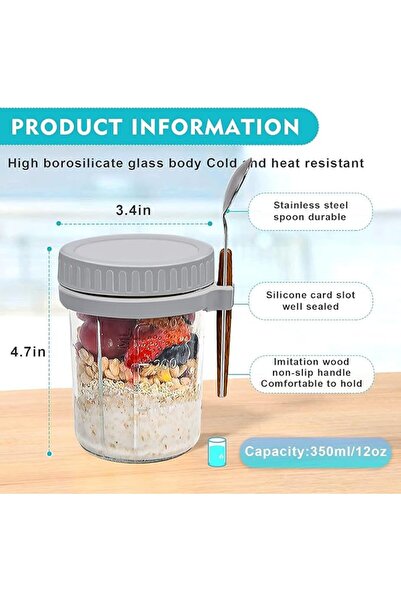 GENERAL Glass Jars for Overnight Oats: 4 Pack Overnight Oats Containers with ...