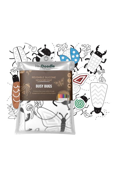 HeyDoodle Covoraș senzorial din silicon pentru colorat A3 - Modele și insecte...