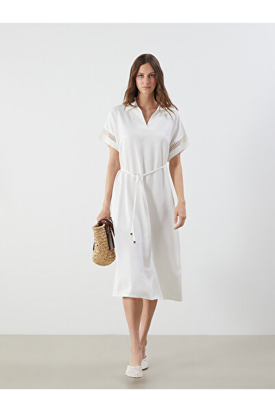 LC Waikiki Original Shirt Collar Linen Blend Dress