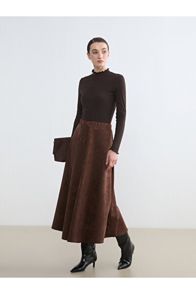 LC Waikiki Original Elastic Waist Suede Look Skirt