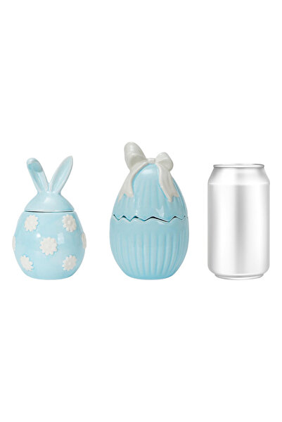 OEM Set de 2 lumânări parfumate de Paște în ouă ceramice albastre