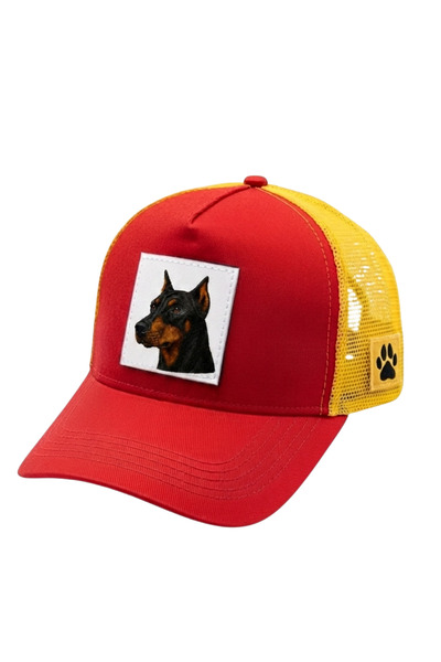 All animals Doberman Dog Printed Patch Detailed Mesh Trucker Baseball Cap