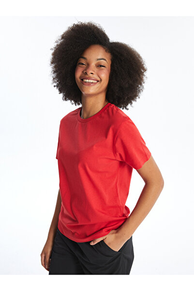 LC Waikiki Nevavm with a Difference Oval Collar Plain Short Sleeve Women's T-...