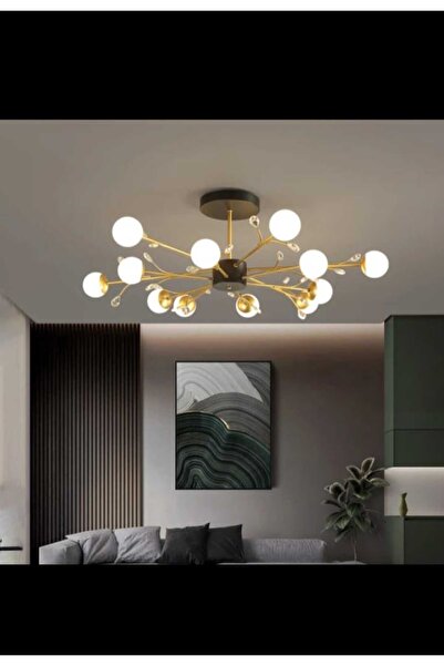 Belezza Lighting 12 Li Siyah Mat Gold Avize BLZZ0013X