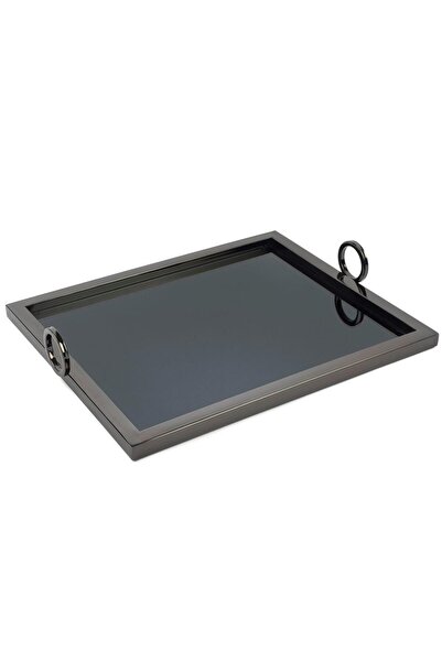 Mikasa Moor Black Metal Rectangular Mirrored Tray 45X36X8Cm