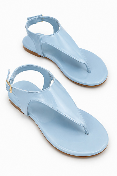 BonuStep Isabel Women's Patent Leather Flip-Flop Sandals with Ankle Buckle an...