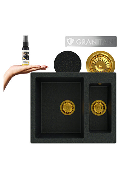 Granitan Set Chiuveta bucatarie + Spray, 30 ml, Granitan, Granit, Negru si auriu