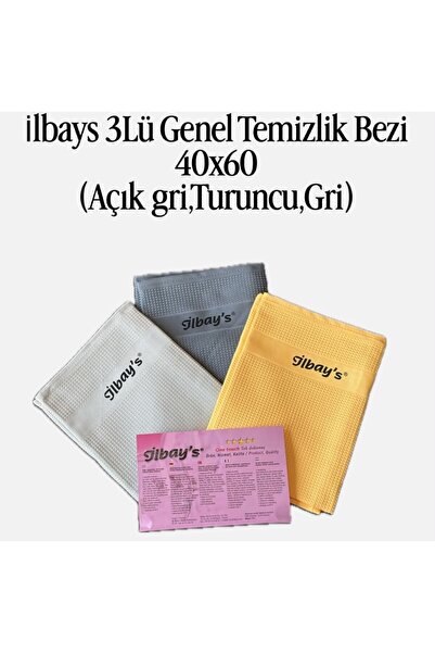 İLBAY'S İlbays 3Lü Genel Temizlik Bezi 40x60 (Gri,Füme,Turuncu)