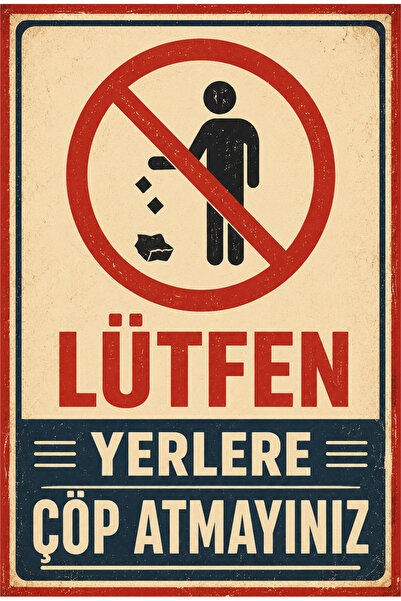 Lucena Retro Please Do Not Litter Metal Sign Decorative Warning Sign 30X40 cm