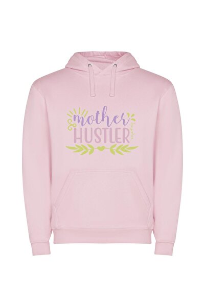 iLovePrints Pink & Green Mama Φούτερ με κουκούλα σε χρώμα Ροζ