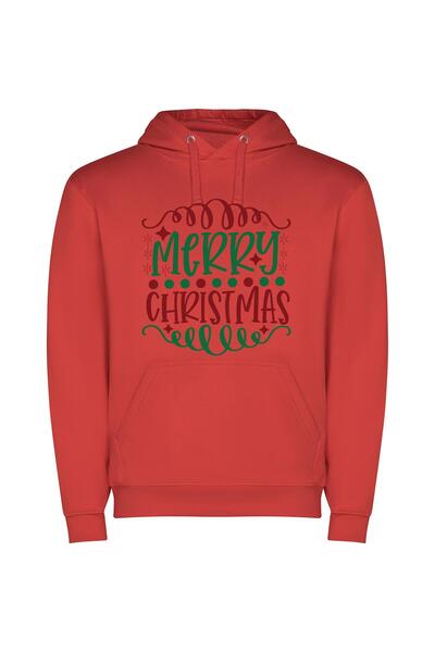 iLovePrints Festive Typography Wonderland! Φούτερ με κουκούλα σε χρώμα Κόκκινο