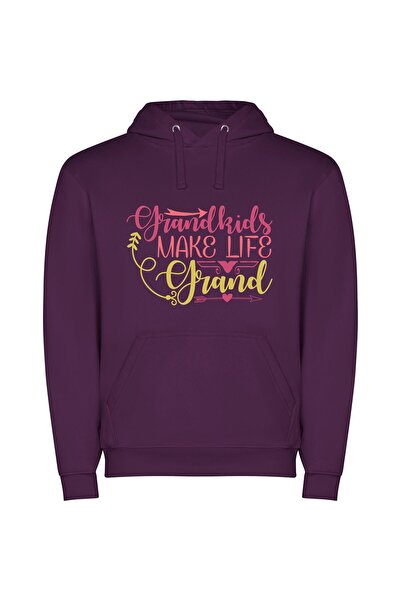 iLovePrints Life, Loved and Grand Φούτερ με κουκούλα σε χρώμα Μωβ