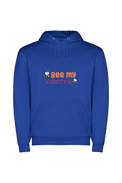 iLovePrints Beeing Love in February Φούτερ με κουκούλα σε χρώμα Μπλε