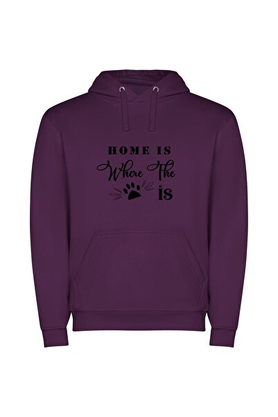 iLovePrints Paws at Home Φούτερ με κουκούλα σε χρώμα Μωβ