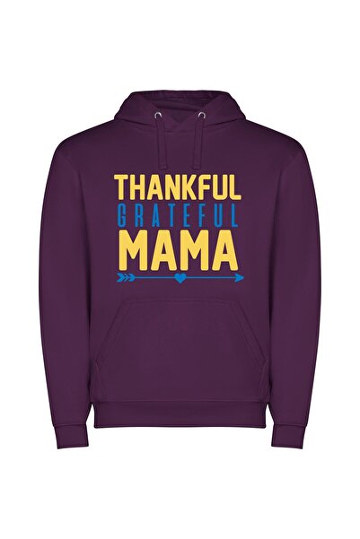 iLovePrints Mama's Grateful Sign Φούτερ με κουκούλα σε χρώμα Μωβ