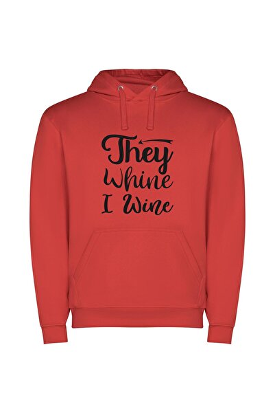 iLovePrints Wine Whine's Black Label Φούτερ με κουκούλα σε χρώμα Κόκκινο