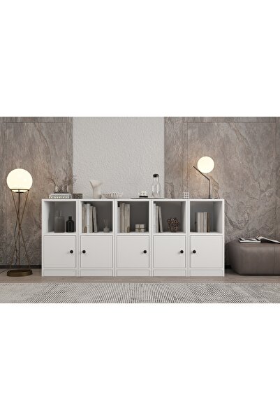 Vivense LEKSA 5 KAPAKLI RAFLI KİTAPLIK 160 CM BEYAZ KTP-1175-Ç
