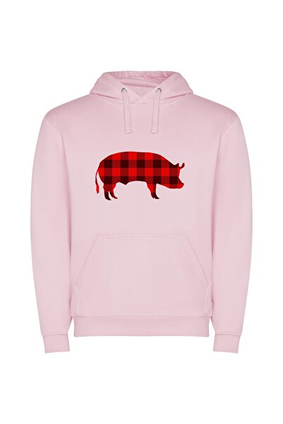 iLovePrints Silhouette of Posh Pig Φούτερ με κουκούλα σε χρώμα Ροζ