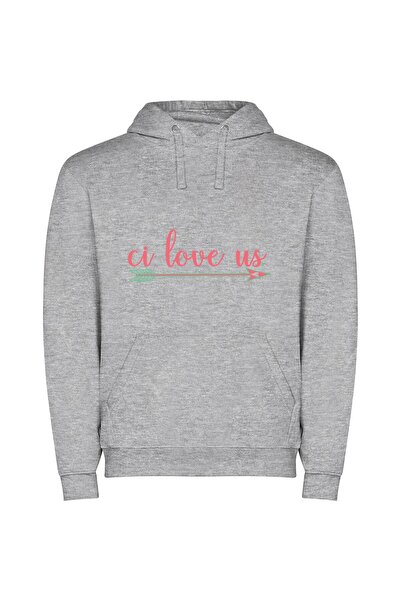 iLovePrints Cui's Love-Inspired Profile Φούτερ με κουκούλα σε χρώμα Γκρι