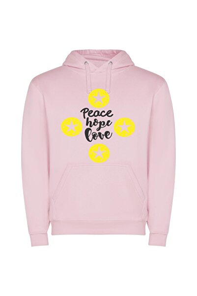 iLovePrints Celestial Peace and Love Φούτερ με κουκούλα σε χρώμα Ροζ