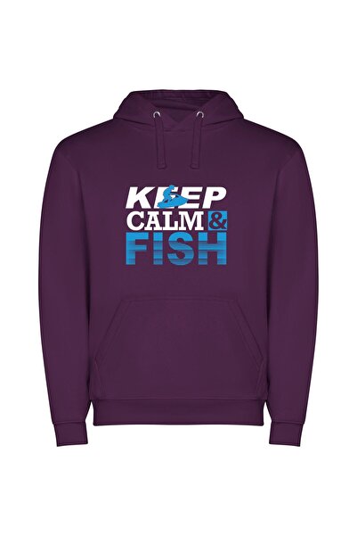 iLovePrints Surfing Fish: Aquatic Adventure Φούτερ με κουκούλα σε χρώμα Μωβ