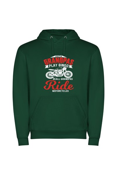 iLovePrints Grandpa's Motorcycle Rides Φούτερ με κουκούλα σε χρώμα Πράσινο