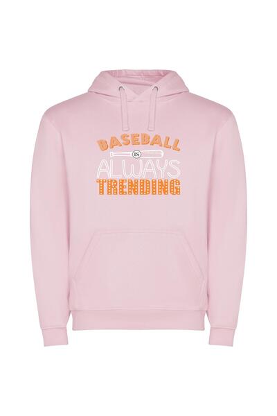 iLovePrints Baseball Buzzing in Background Φούτερ με κουκούλα σε χρώμα Ροζ