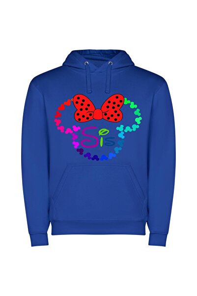 iLovePrints Sis in Disney Style Φούτερ με κουκούλα σε χρώμα Μπλε