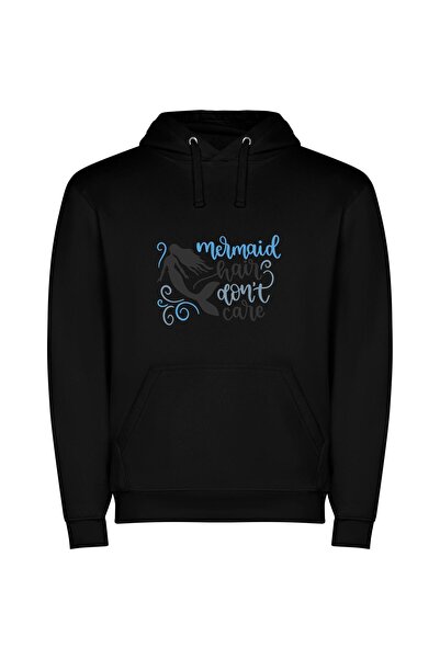 iLovePrints Siren Style Slogan Collection Φούτερ με κουκούλα σε χρώμα Μαύρο