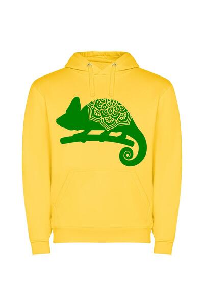iLovePrints Chameleon's Enigmatic Hue Φούτερ με κουκούλα σε χρώμα Κίτρινο