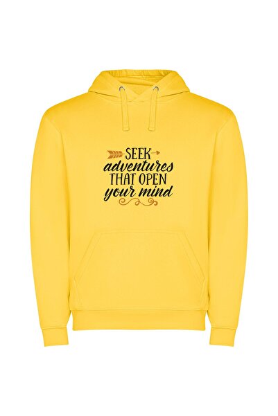 iLovePrints Mind's Odyssey: Seek Ventures Φούτερ με κουκούλα σε χρώμα Κίτρινο