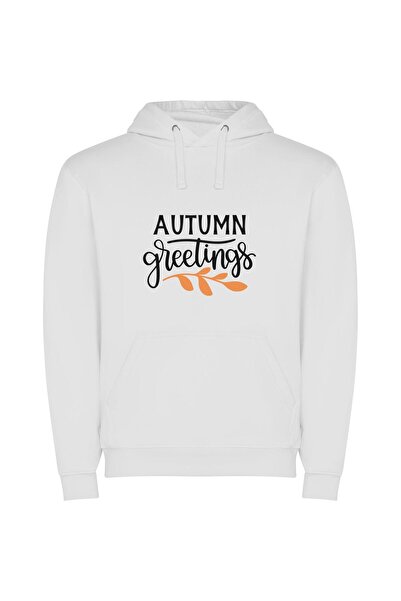 iLovePrints Autumnal Elegance Collection Φούτερ με κουκούλα σε χρώμα Λευκό