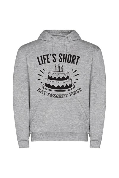 iLovePrints Sweet Life's First Bite Φούτερ με κουκούλα σε χρώμα Γκρι