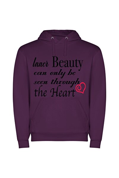 iLovePrints Soulful Beauty Unveiled Φούτερ με κουκούλα σε χρώμα Μωβ