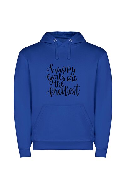 iLovePrints Happy Girls Shine Bright Φούτερ με κουκούλα σε χρώμα Μπλε