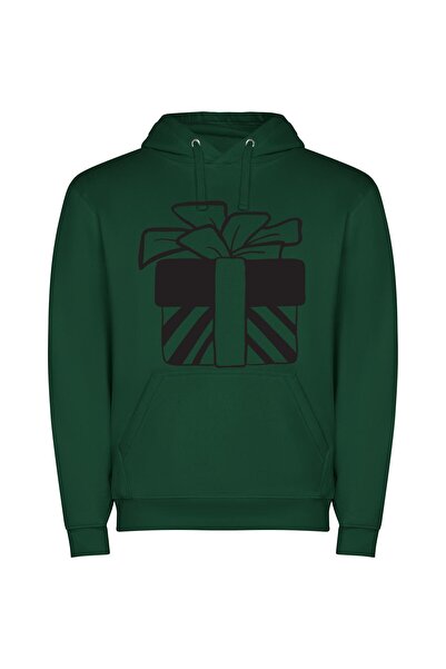iLovePrints Monochrome Gift Extravaganza Φούτερ με κουκούλα σε χρώμα Πράσινο