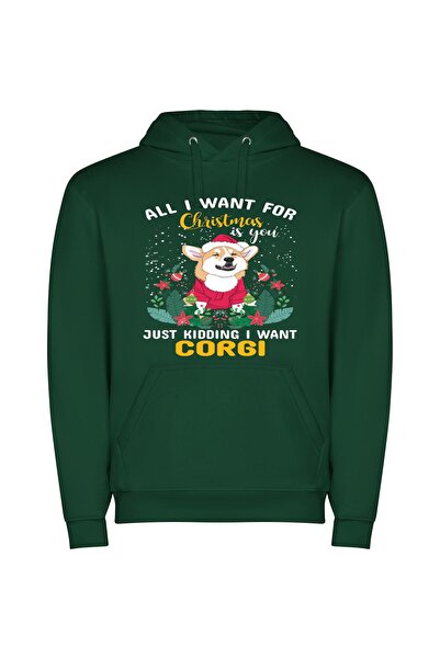 iLovePrints Festive Furry Friends: Corgi, Fox, Shiba Φούτερ με κουκούλα σε χρ...