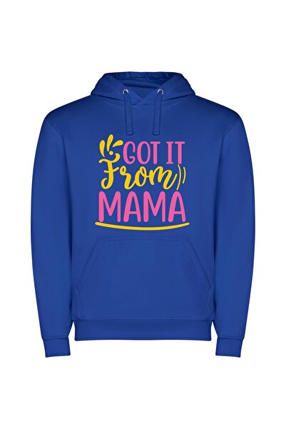 iLovePrints Mama's Print Fresh Front Φούτερ με κουκούλα σε χρώμα Μπλε