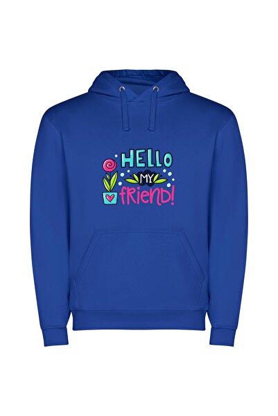 iLovePrints Blooming Bonds of Friendship Φούτερ με κουκούλα σε χρώμα Μπλε