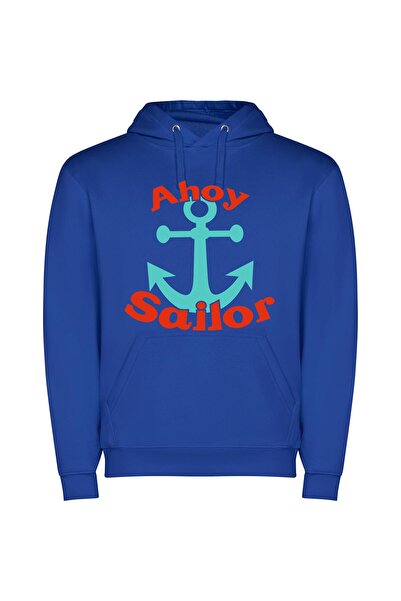 iLovePrints Sailor's Delight: Illustrated Anchor Φούτερ με κουκούλα σε χρώμα ...