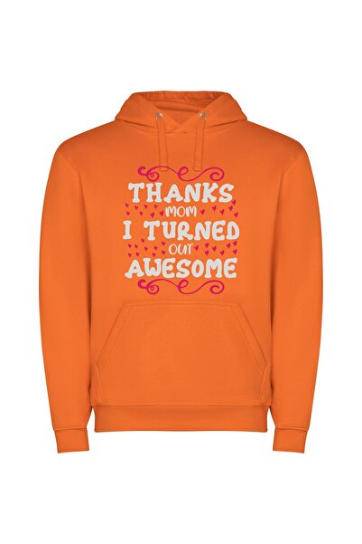 iLovePrints Wholesome Thanks, Awesome Mom Φούτερ με κουκούλα σε χρώμα Πορτοκαλί