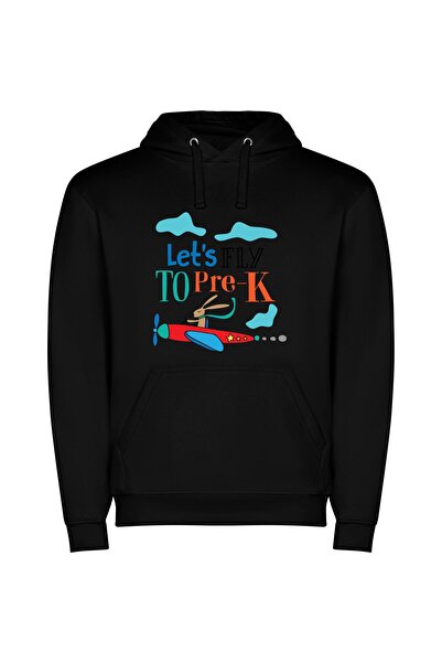 iLovePrints Colorful Pre-K Adventure Φούτερ με κουκούλα σε χρώμα Μαύρο