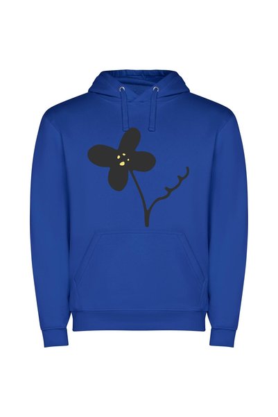 iLovePrints Pure Noir Blossom Φούτερ με κουκούλα σε χρώμα Μπλε