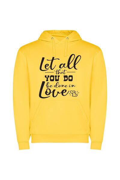 iLovePrints Love's Elegant Brushstroke Φούτερ με κουκούλα σε χρώμα Κίτρινο