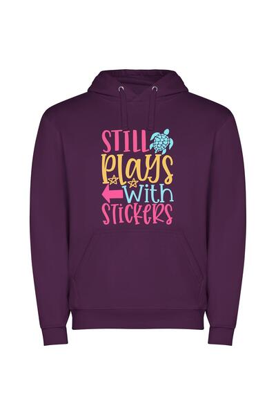 iLovePrints Artful Sticker Crafts Φούτερ με κουκούλα σε χρώμα Μωβ