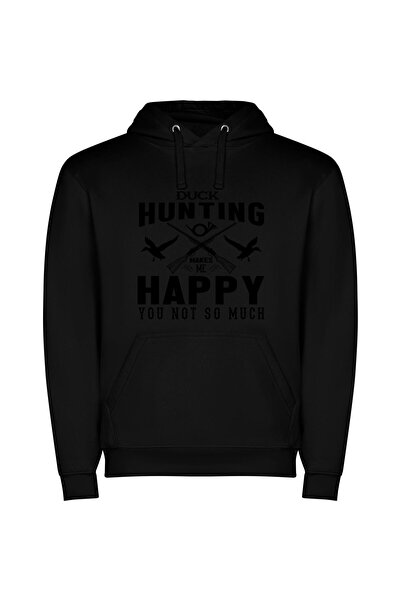 iLovePrints Hunting Bliss: Duck Happiness! Φούτερ με κουκούλα σε χρώμα Μαύρο