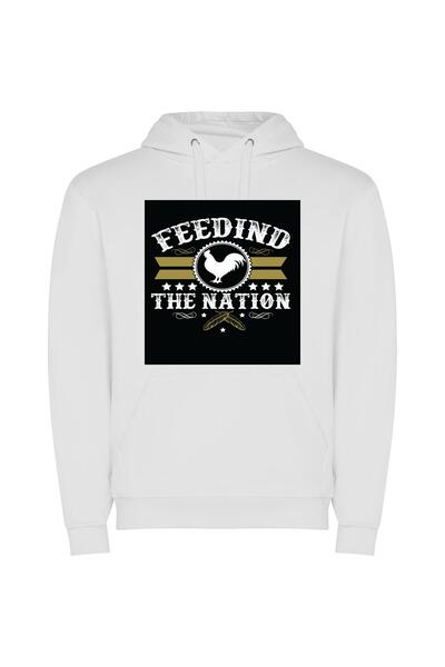 iLovePrints Cosmic Feeding Freedom Art Φούτερ με κουκούλα σε χρώμα Λευκό