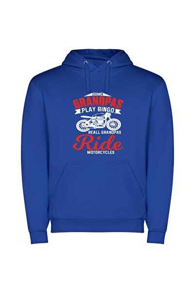 iLovePrints Grandpa's Motorcycle Rides Φούτερ με κουκούλα σε χρώμα Μπλε
